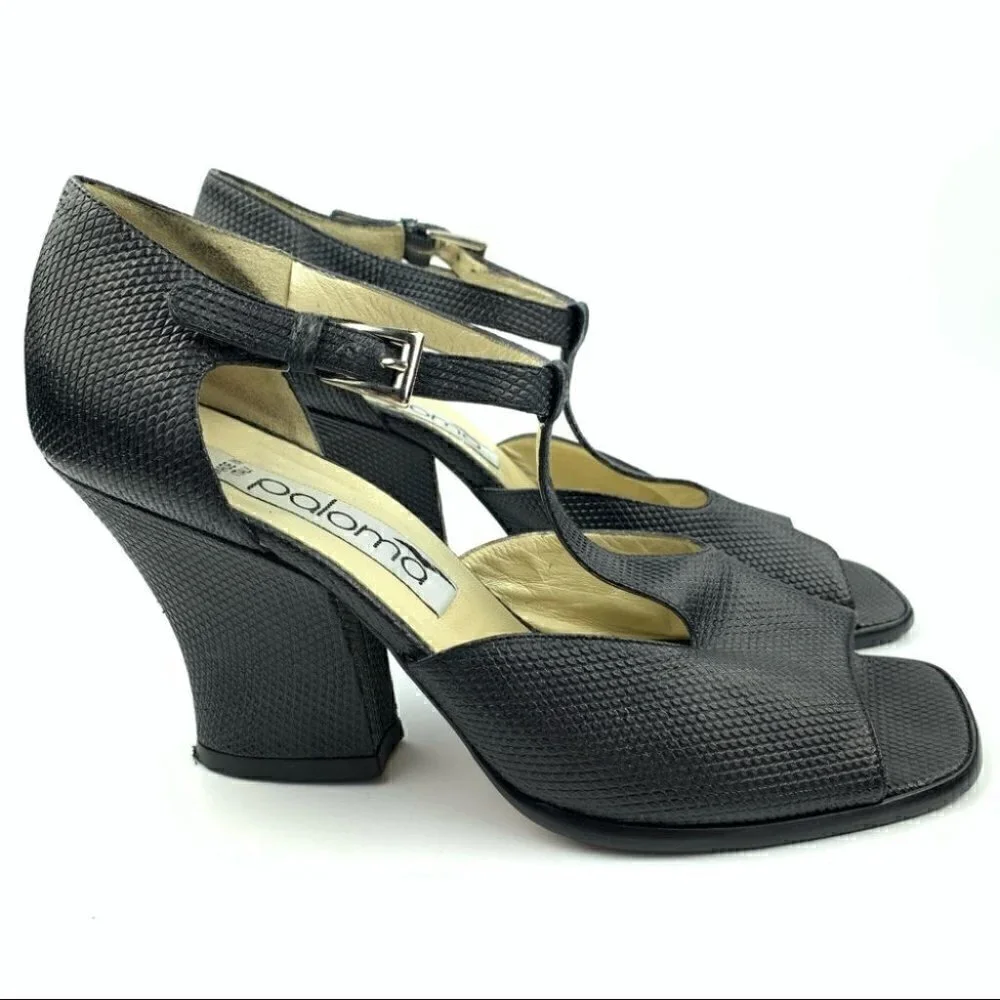 Paloma heels 7 Italian leather snakeskin print